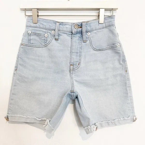 Madewell Mid Length Shorts Size 23 Blue Light Wash High Rise Preppy Coastal Chic - Image 3