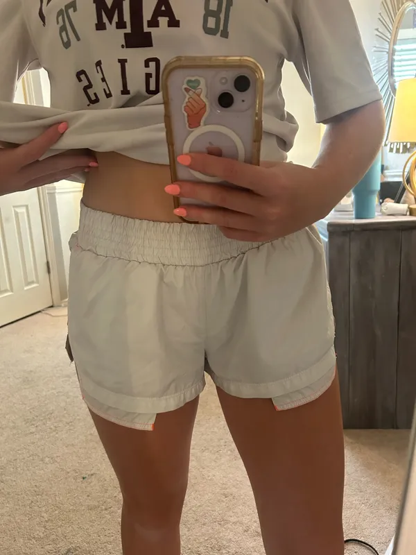 Free People Movement white shorts w/pink stitching - Image 5