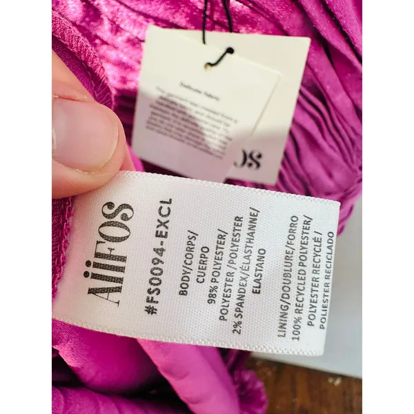 NWT AIIFOS Magenta Pink Surplice V-Neck Sleeveless Pleated Metallic Maxi Dress 2 - Image 15