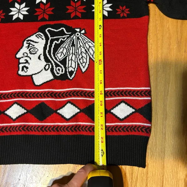 Chicago Blackhawks NHL Ugly Christmas Sweater Official‎ V Neck Women's Size M - Image 7
