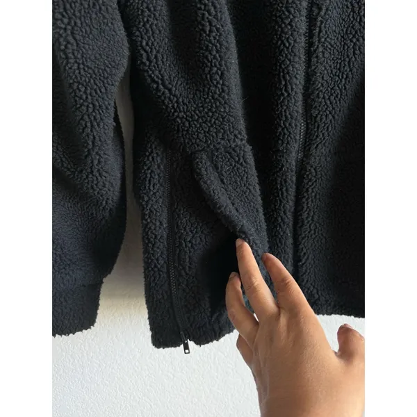 Fabletics Black Teddy Lotta Cocoon Sherpa Zip Hoodie Jacket XS Oversized Warm - Image 7