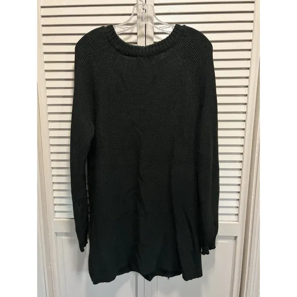 Mossimo Sweater Mini Knit Dress Zipper Detail Size Large Round Neck Black‎ - Image 5