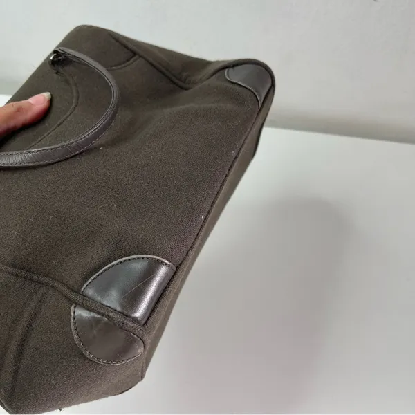 Vintage Banana Republic Brown Small Satchel Hand Bag Leather Wool like Preppy - Image 5