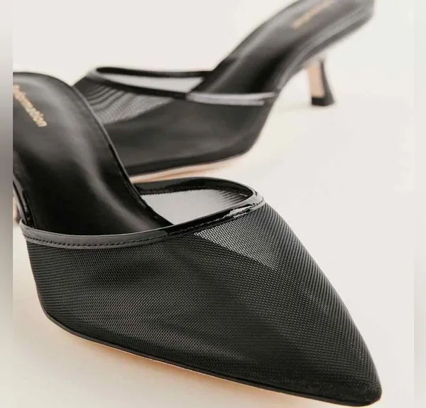 Reformation Wilda Kitten Heel size 11 Black Mesh sold out! - Image 8