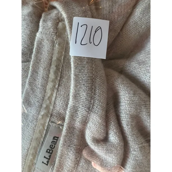 LL Bean Men Med‎ 100% Cashmere Crewneck Sweater Oatmeal Beige Heather - Image 7