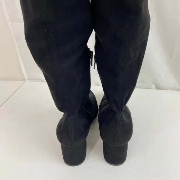 A New‎ Day women's black faux suede knee high tall wedge chunky heel boots 7.5 - Image 3
