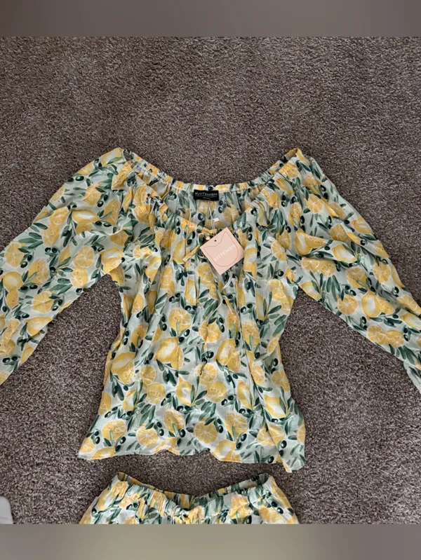Kittenish Yellow and Green Lemon Print Set - Image 2