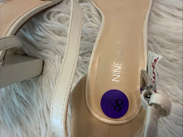 Nine West Cream Braided Ankle Strap Block Heel Sandals size 8,5 brand new - Image 2
