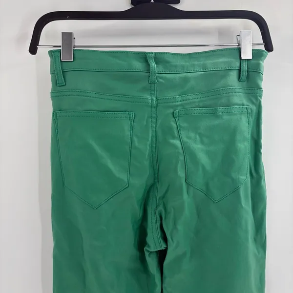 Edikted Luna st patricks Faux Leather College Green Flared Pants Size 24 - Image 9