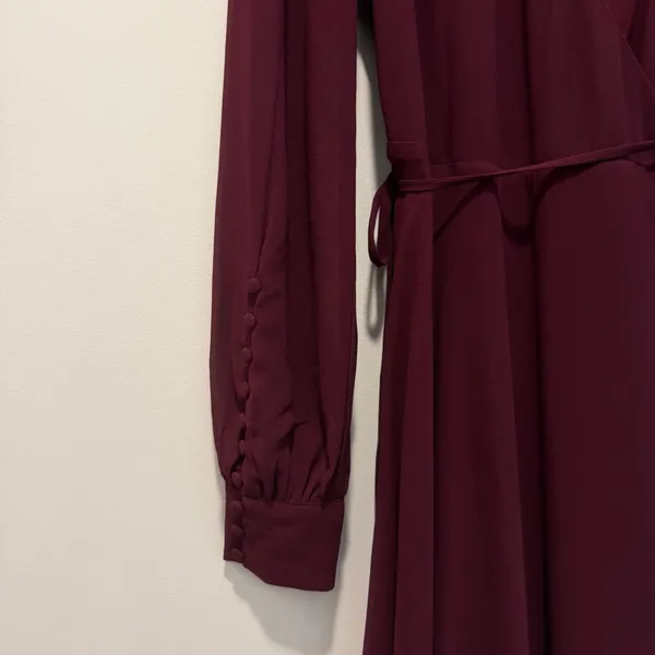 Lulus My Whole Heart Long Sleeve Wrap Dress Women's Small Burgundy Maxi - Image 4