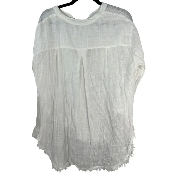 Free People Talk to Me Button Down Gauzy Lightweight Poplin Blouse Medium - Image 6