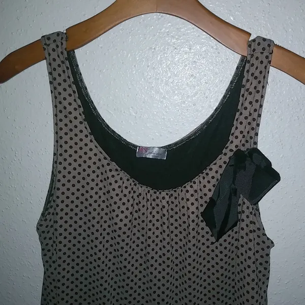 Julies Closet Maternity L Taupe Dot Bow Tank Top - Image 6