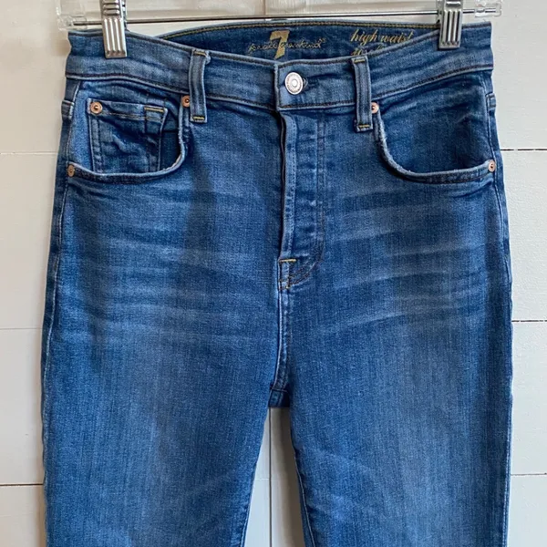 7 For All Mankind Josefina High Waist Slim Boyfriend Blue Jeans‎ Size 26 - Image 2