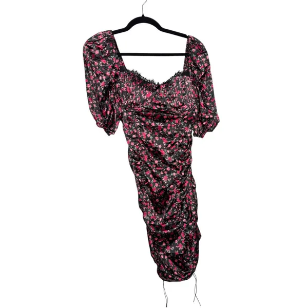 For Love and Lemons Melrose Pink Floral Ruched Mini Cocktail Dress Size XL - Image 4