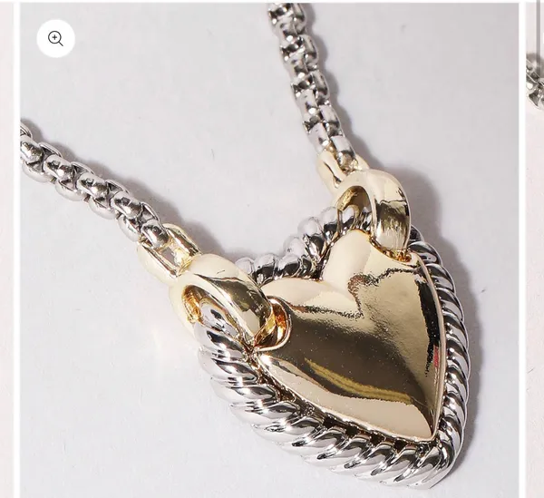 Gold Heart Charm Box Chain Necklace - Image 3