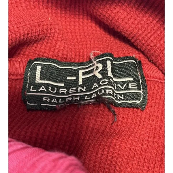 Lauren Ralph Lauren Active Sweater Women Size Measured Red Embroidred‎ 1/4 Zip - Image 3