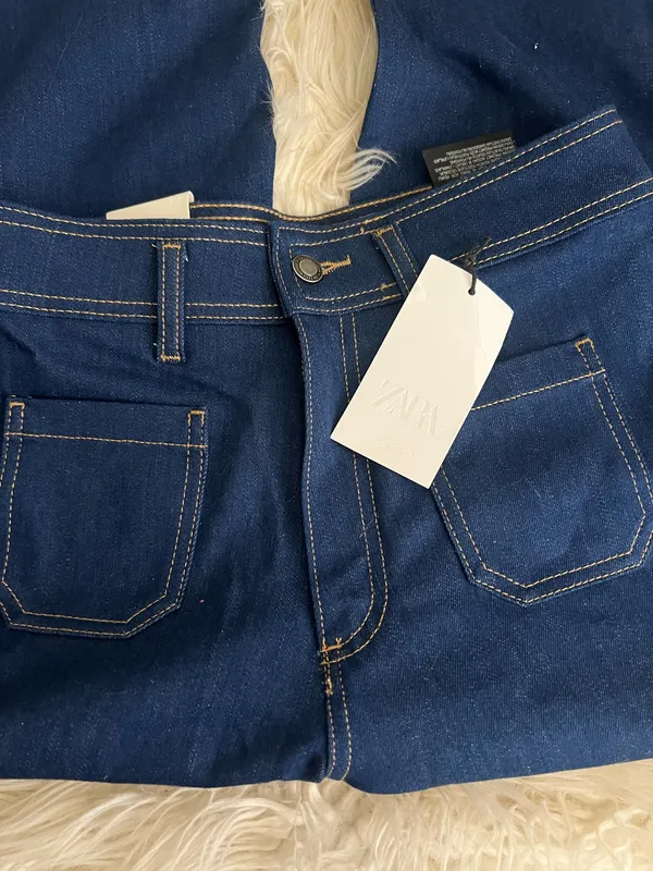 Zara Navy High Rise Jeans - Image 3