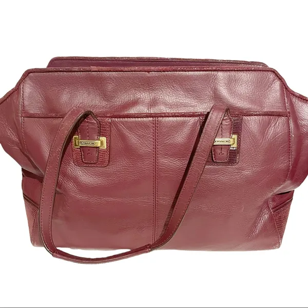 Coach‎ Taylor Red Leather Alexis Carryall Bordeaux Shoulder Bag Tote 25205 Gold - Image 10