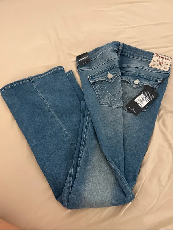True Religion Women's Light Blue Bootcut Jeans with Signature Stitching - Image 3