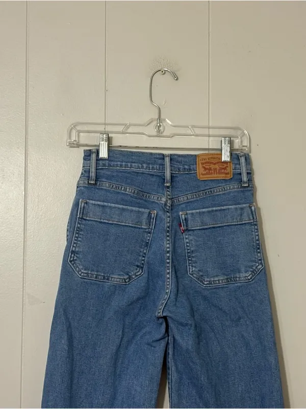 Levi’s Mile High Wide Leg Cropped Jeans Women’s Size 25 High Rise Button Fly - Image 10