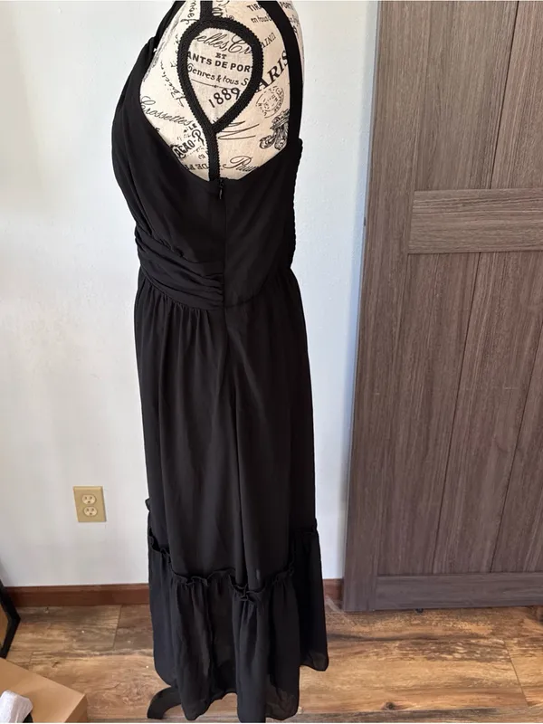 Grace Karin Women's Halter Neck Midi Dress Ruffled Hem Size Medium - Image 3