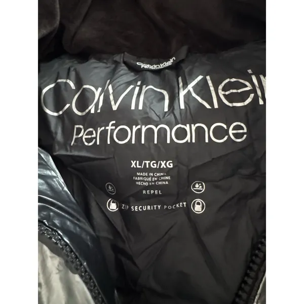 Calvin Klein Performance Puffer Vest Black Silver Chevron Quilted Women's XL - Image 4
