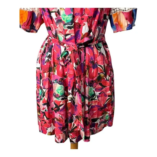 French Connection Isadora‎ Patch Poplin Bardot Dress Medium Multicolor Mini NWT - Image 10