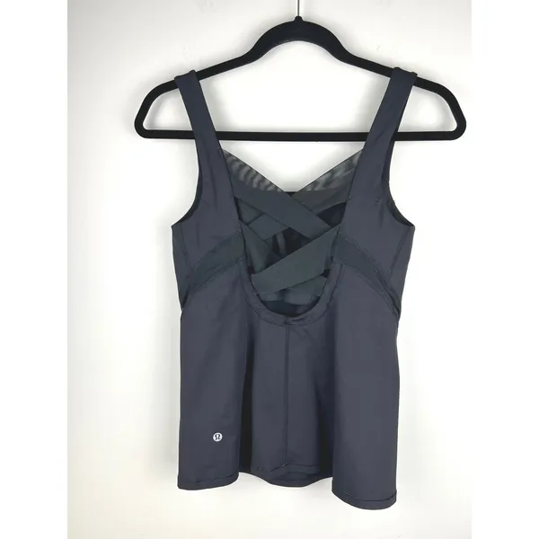 Lululemon Athletica Black Crisscross Back Tank Top Size 6 - Image 2