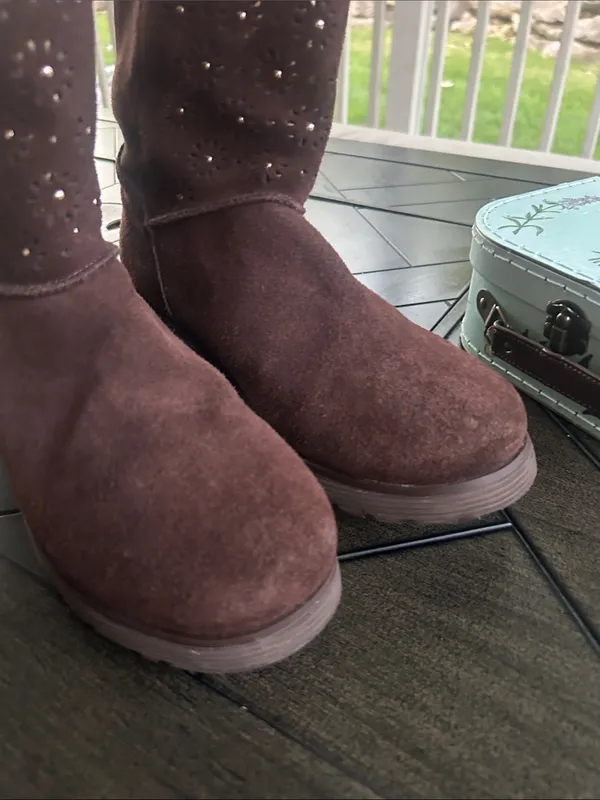 Skechers keepsake eyelet cut brown suede chelsea boots size 8 ladies boho chic - Image 4