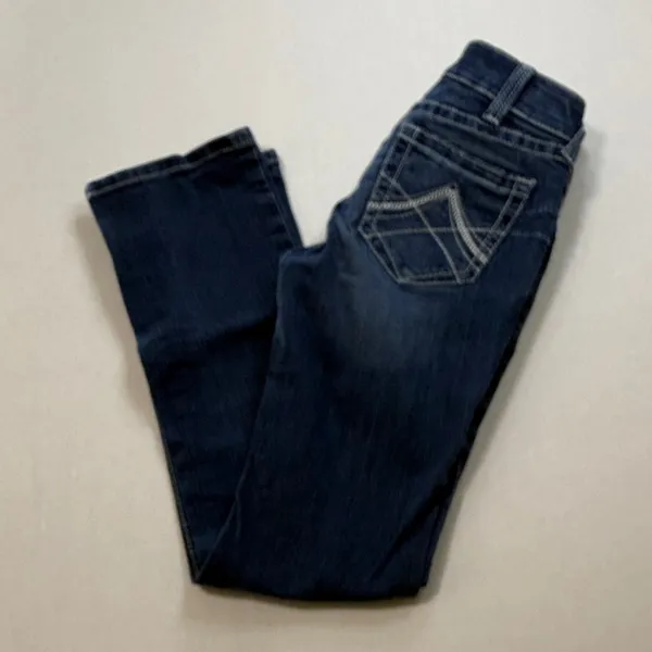 Ariat Indigo Straight Leg Jeans with Embroidered Back Pockets - Image 7