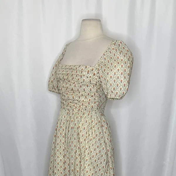 O.P.T.‎ One Pretty Time River Smocked Floral Midi Dress Puff Sleeves X-Small - Image 5