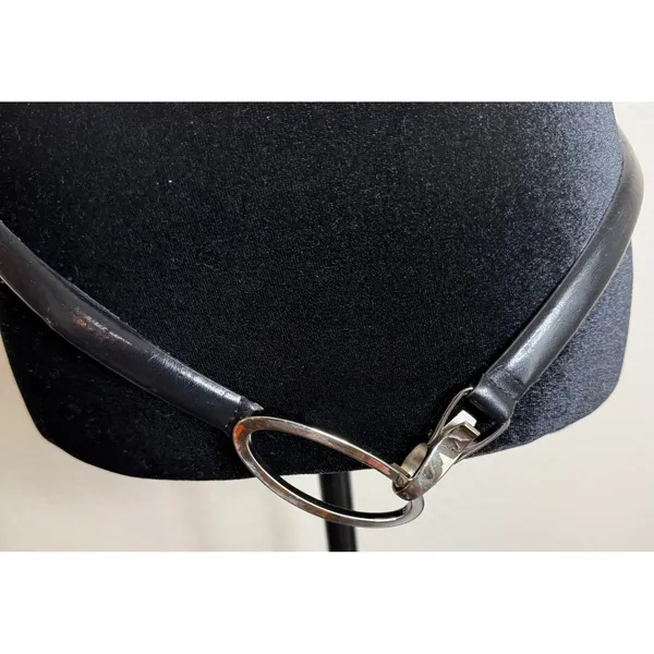 Womens S/M Skinny Belt Black Synthetic Leather‎ Silver Oval Buckle Preppy Chic - Image 2