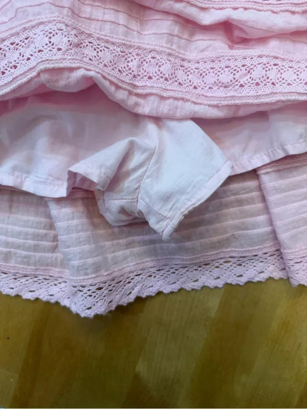 Day + Moon Pink Tiered Lace Mini Skirt - Image 4