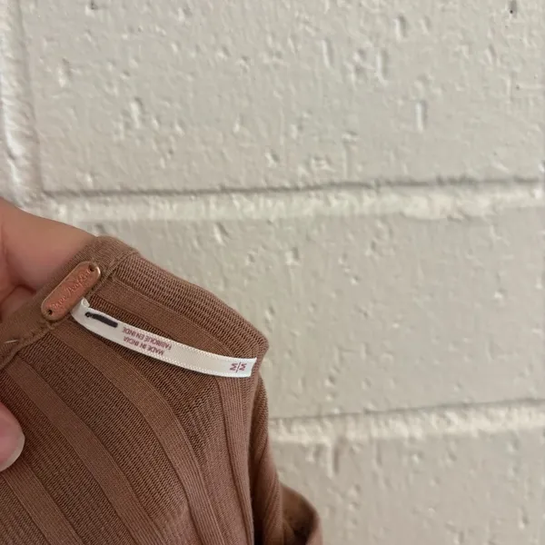 NWOT free people Tilly ribbed longsleeve cardigan in tan - Image 4