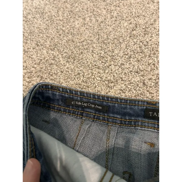 Talbots Jeans Womens 4 Wide Leg Crop Med Dark Wash Baggy Loose‎ Stretch Denim - Image 4