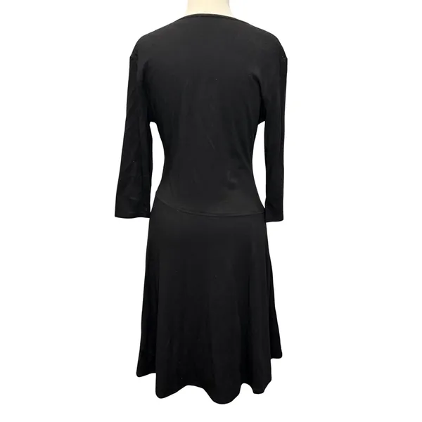 Garnet Hill Brianna Faux Wrap Knit‎ Dress Womens Size M Black Surplice Feminine - Image 4