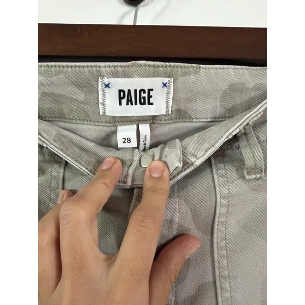 PAIGE Mayslie Jogger Pants Women’s 28 Camo Green Stretch Utility Ankle Zip - Image 5