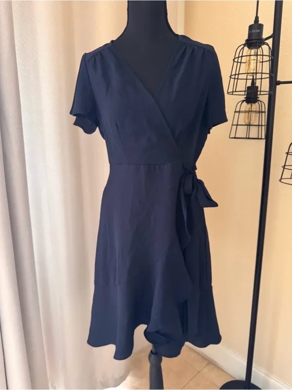 Altar’d State Navy Blue Wrap Dress M Flutter Sleeve Cocktail Party Dress - Image 2