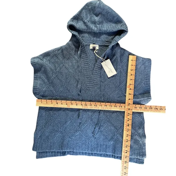 Universal Thread Blue Knit Hooded Poncho Sweater Size L NWT Boho Fall Cozy NWT - Image 6