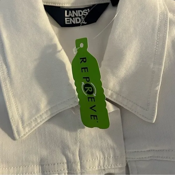 Lands' End Women's White Denim Jacket XL Long Sleeve‎ Casual - Image 14