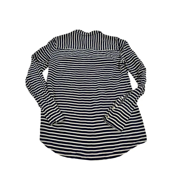 J.Crew The Boy Shirt Navy White Striped 100% Silk Button Down Size 10 - Image 3
