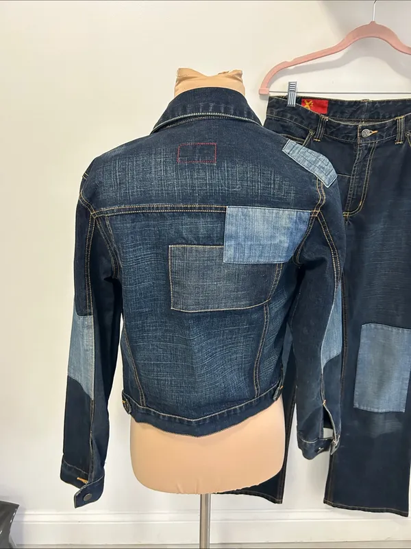 X2 Denim Patchwork Jacket Jeans Set Size undefined - Image 3