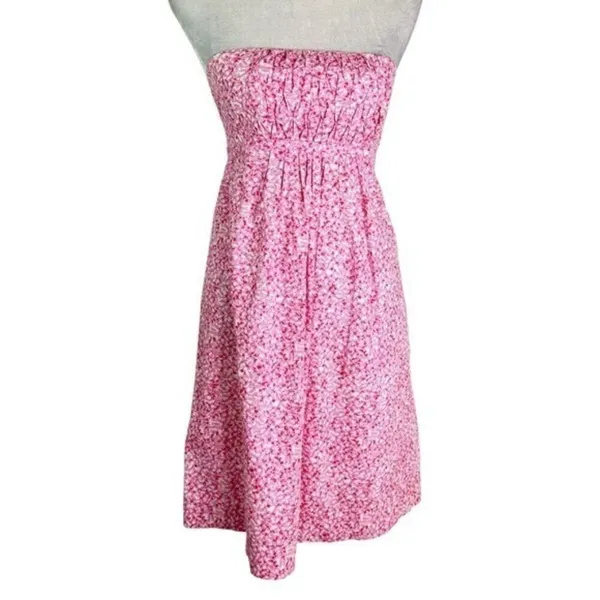 Vintage 90’s Lilly Pulitzer White Label Cotton Strapless Snorklin’ Dress Pink 2 - Image 3
