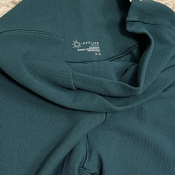 OFFLINE by Aerie Real Me Waffle High Waisted Crossover Legging Green NEW Medium - Image 6