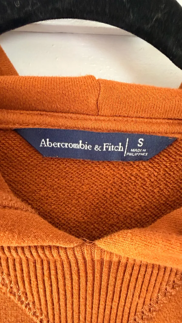 Abercrombie & Fitch Orange Cropped Hoodie Small Varsity Sweatshirt - Image 3