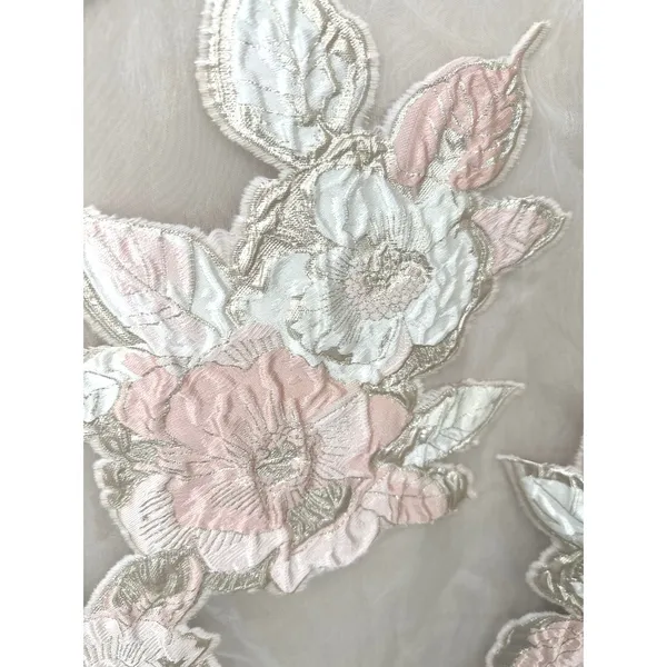 Midnight Velvet Dress 10 Pink Gold Floral Embroidered Sheath Formal Romantic - Image 4