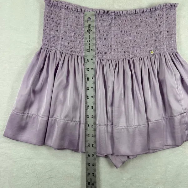 Natural Life Lavender Purple Smocked High Waist short Medium Satin‎ Feel Boho - Image 4