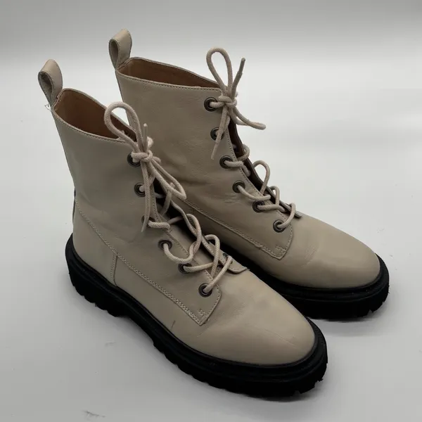 Madewell The Bradley Combat Boot Bone Leather Black Lug Sole Womens 7.5 - Image 10