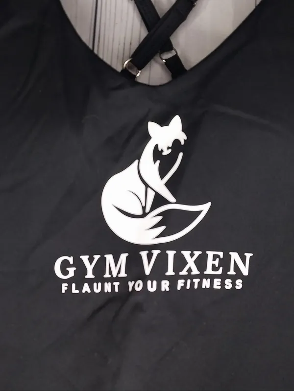 Gym Vixen Black Logo Strappy Fitness Activewear Workout Gym Crop Tank Top NWT - Image 2