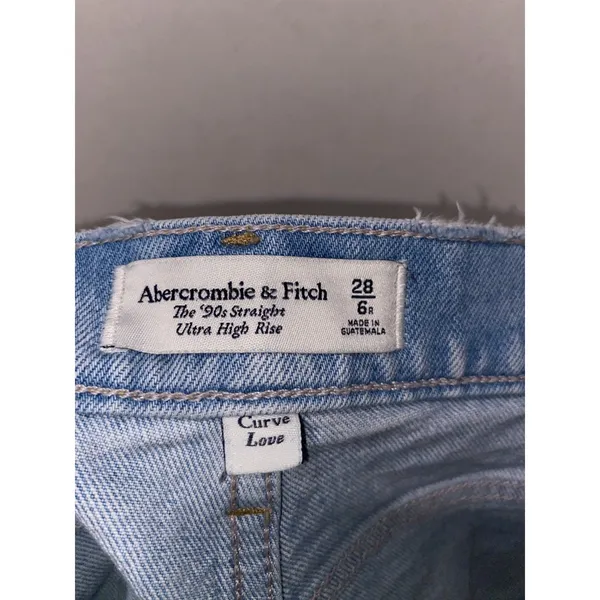 Abercrombie Fitch Curve Love 90s Straight Sz 6/28 Ultra High‎ Rise Jeans Blue - Image 3